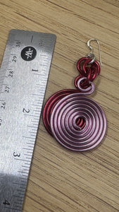 Pink and Red Double Disk Earrings with Sterling Silver Ear Wires