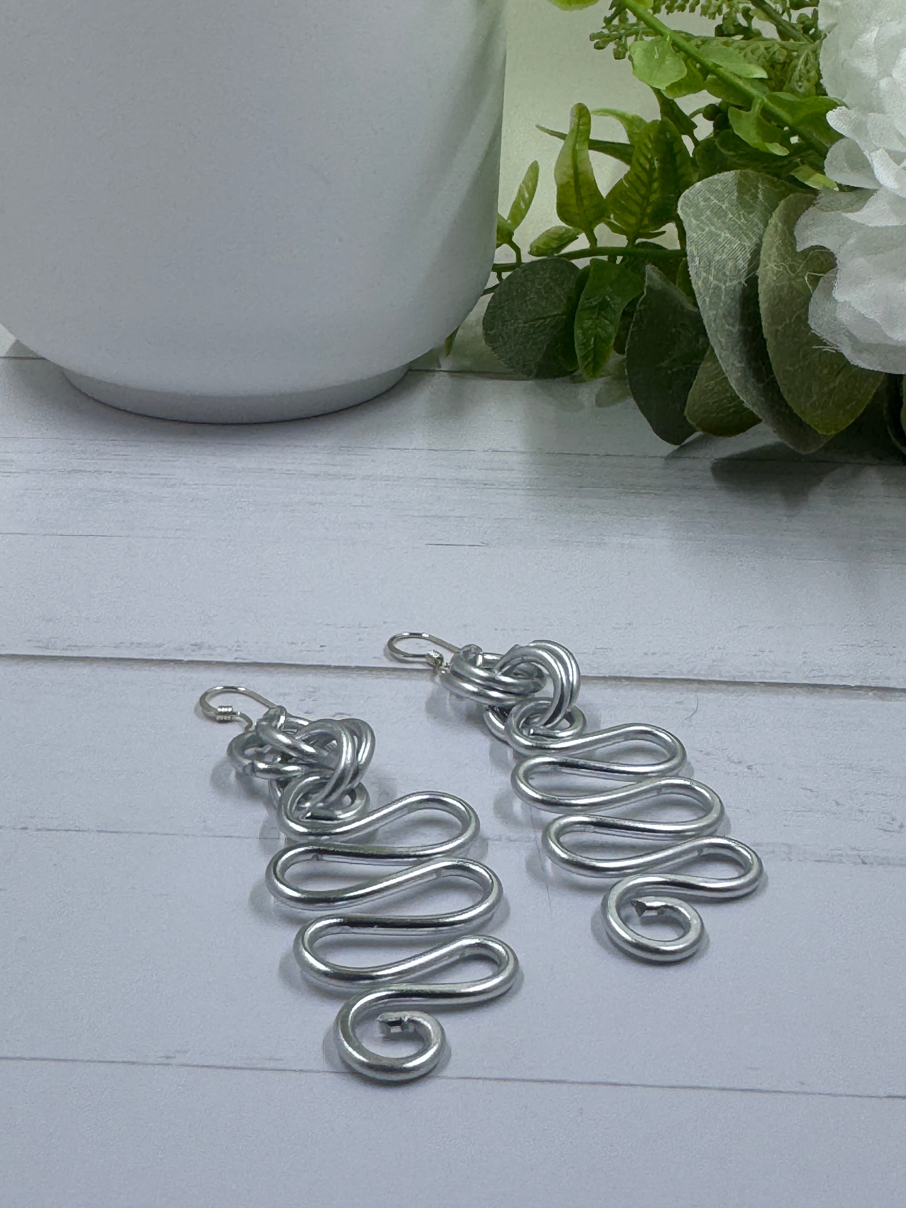 Silver Zig Zag aluminum wire earrings with sterling silver earwire