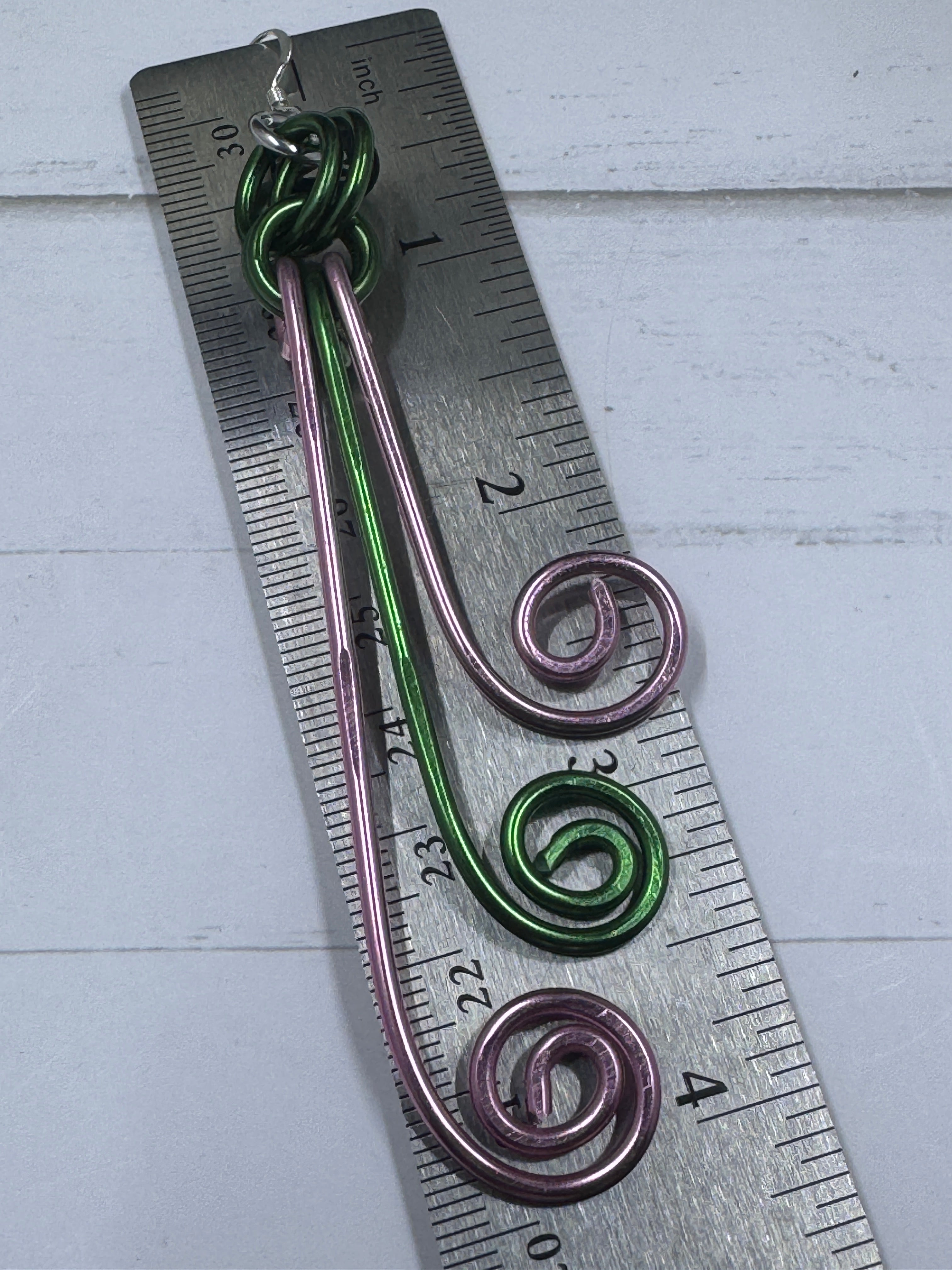 AKA Sorority Inspired Pink and Green Spiral Wire Earrings