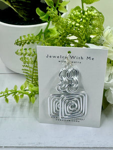 Rectangle Aluminum Wire Earrings, Silver color aluminum wire