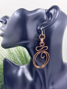 Abstract Copper colored Aluminum Wire Earrings with Sterling Silver Ear Wire