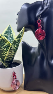 Pink and Red Double Disk Earrings with Sterling Silver Ear Wires