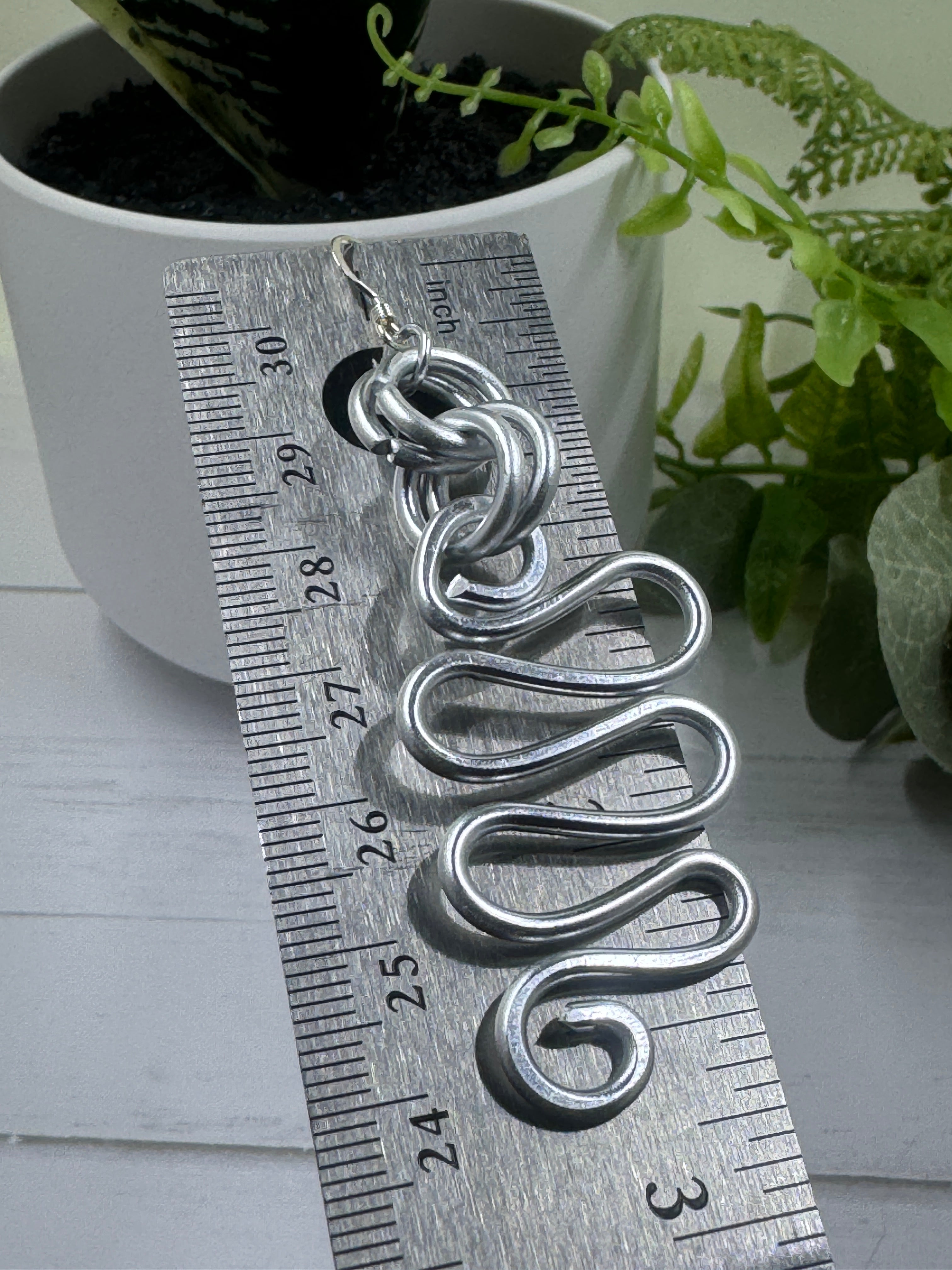 Silver Zig Zag aluminum wire earrings with sterling silver earwire