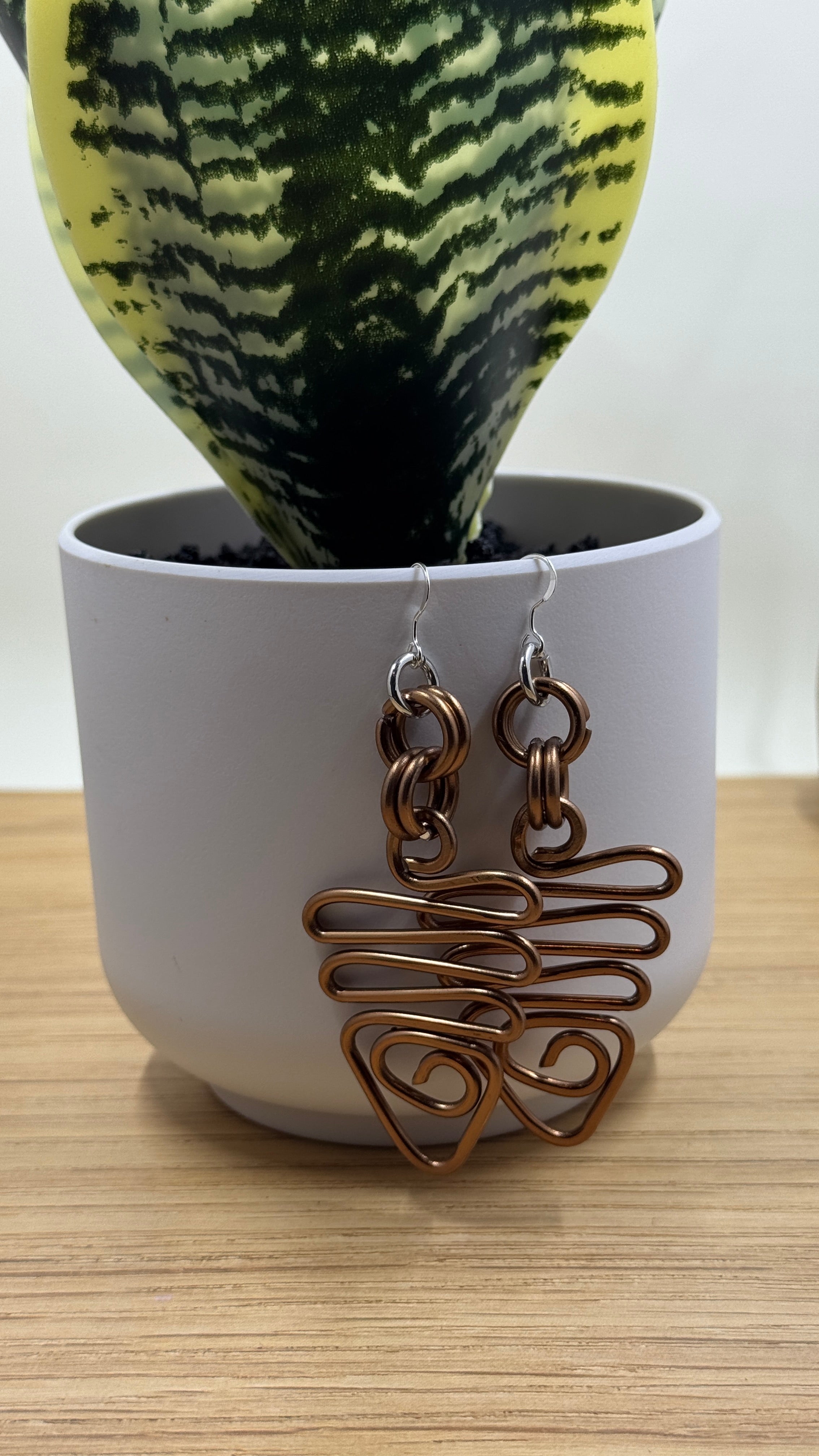 Copper Colored Aluminum Wire Earrings with sterling silver ear wire
