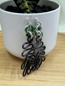 Philadelphia Eagles Earrings Abstract Anodized Aluminum Wire with Sterling Silver Ear Wire