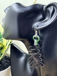 Philadelphia Eagles Earrings Abstract Anodized Aluminum Wire with Sterling Silver Ear Wire