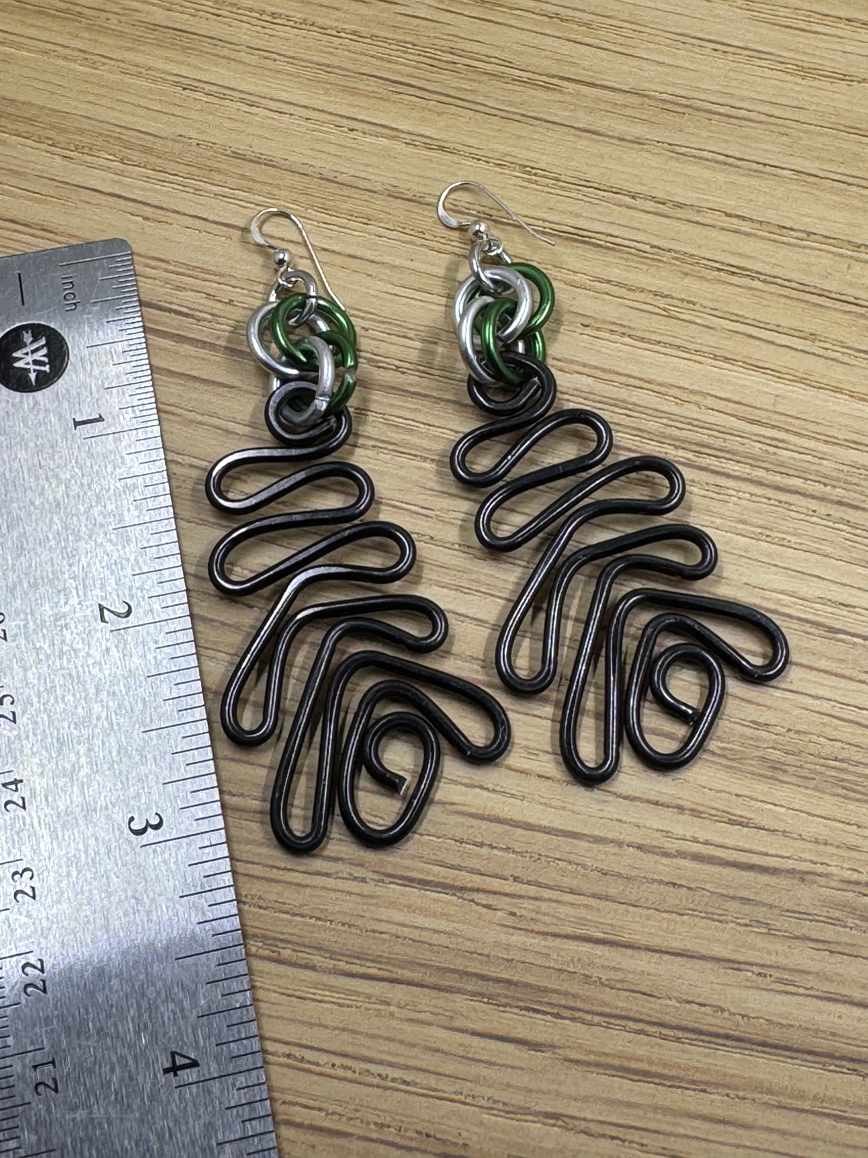 Philadelphia Eagles Earrings Abstract Anodized Aluminum Wire with Sterling Silver Ear Wire