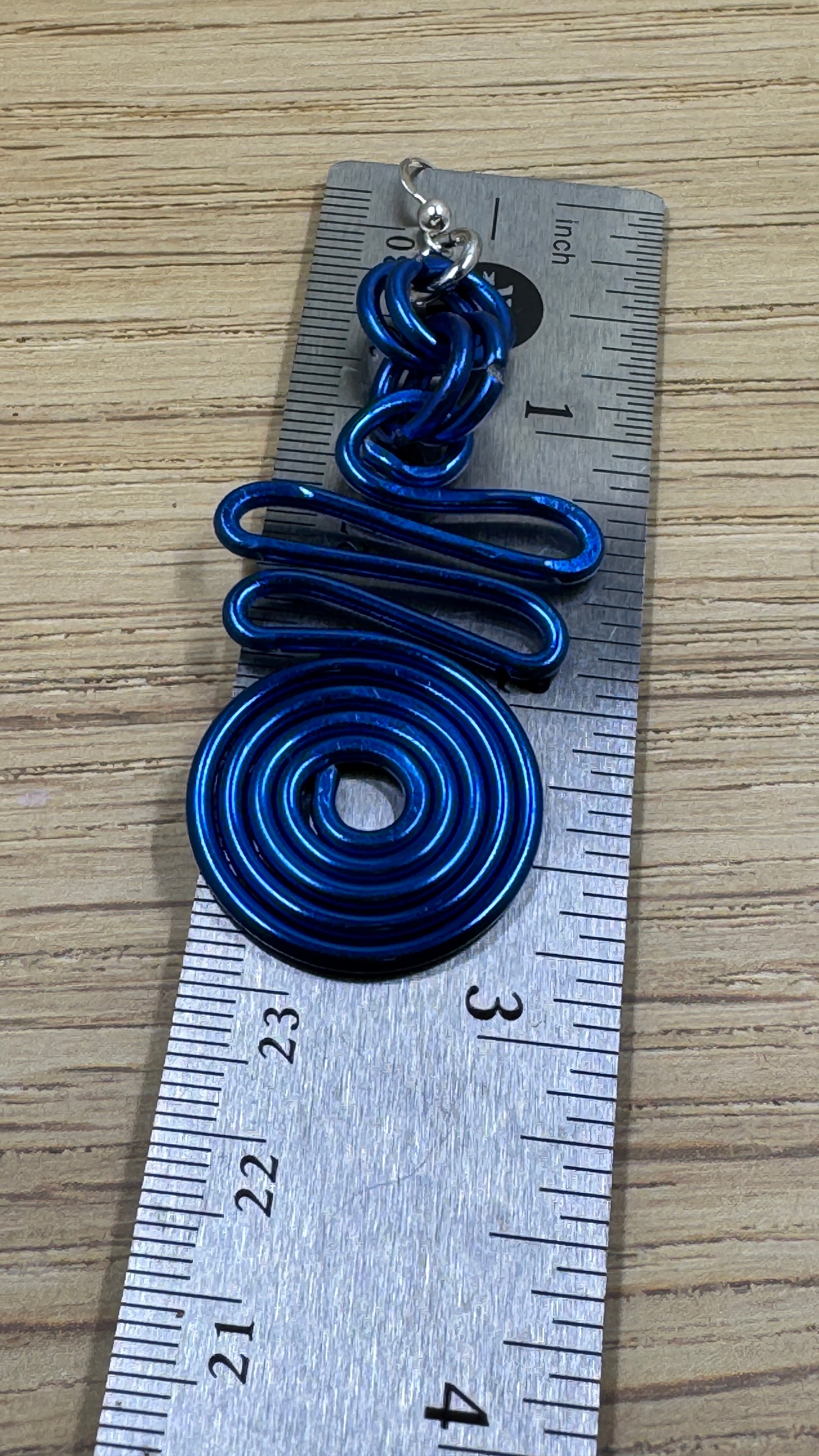 Blue Aluminum Wire Earrings with sterling silver ear wire