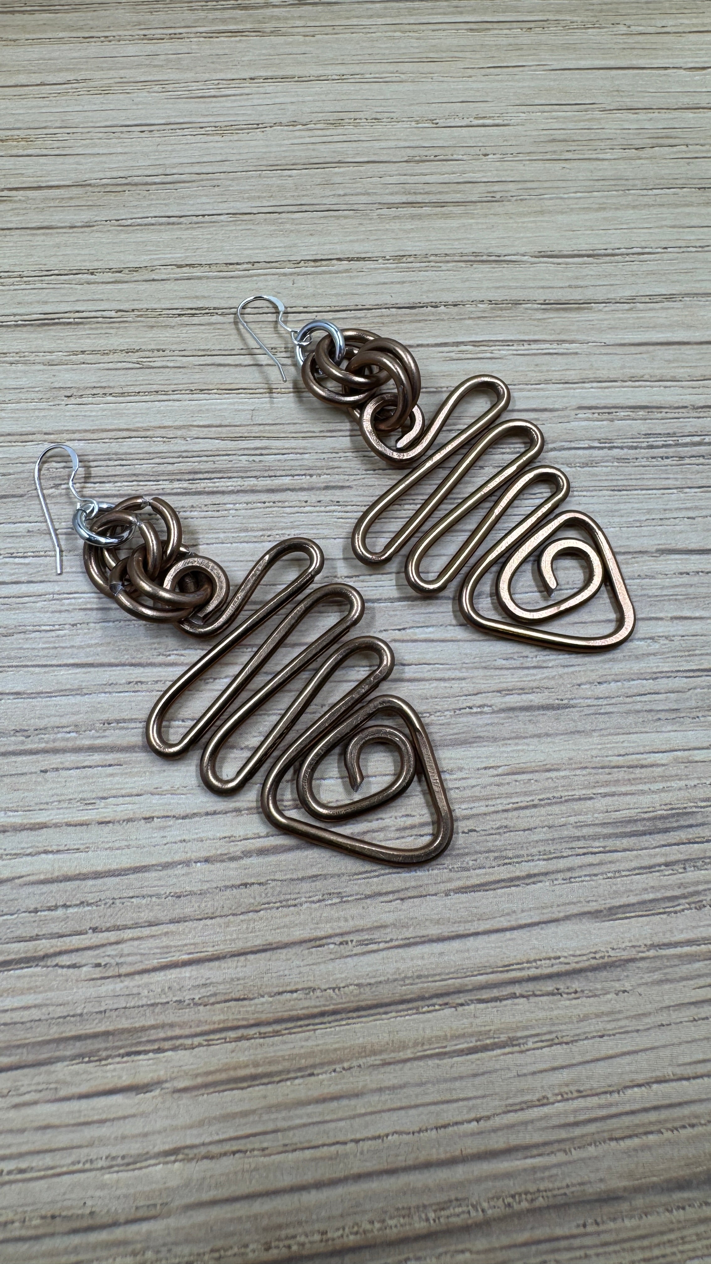 Copper Colored Aluminum Wire Earrings with sterling silver ear wire