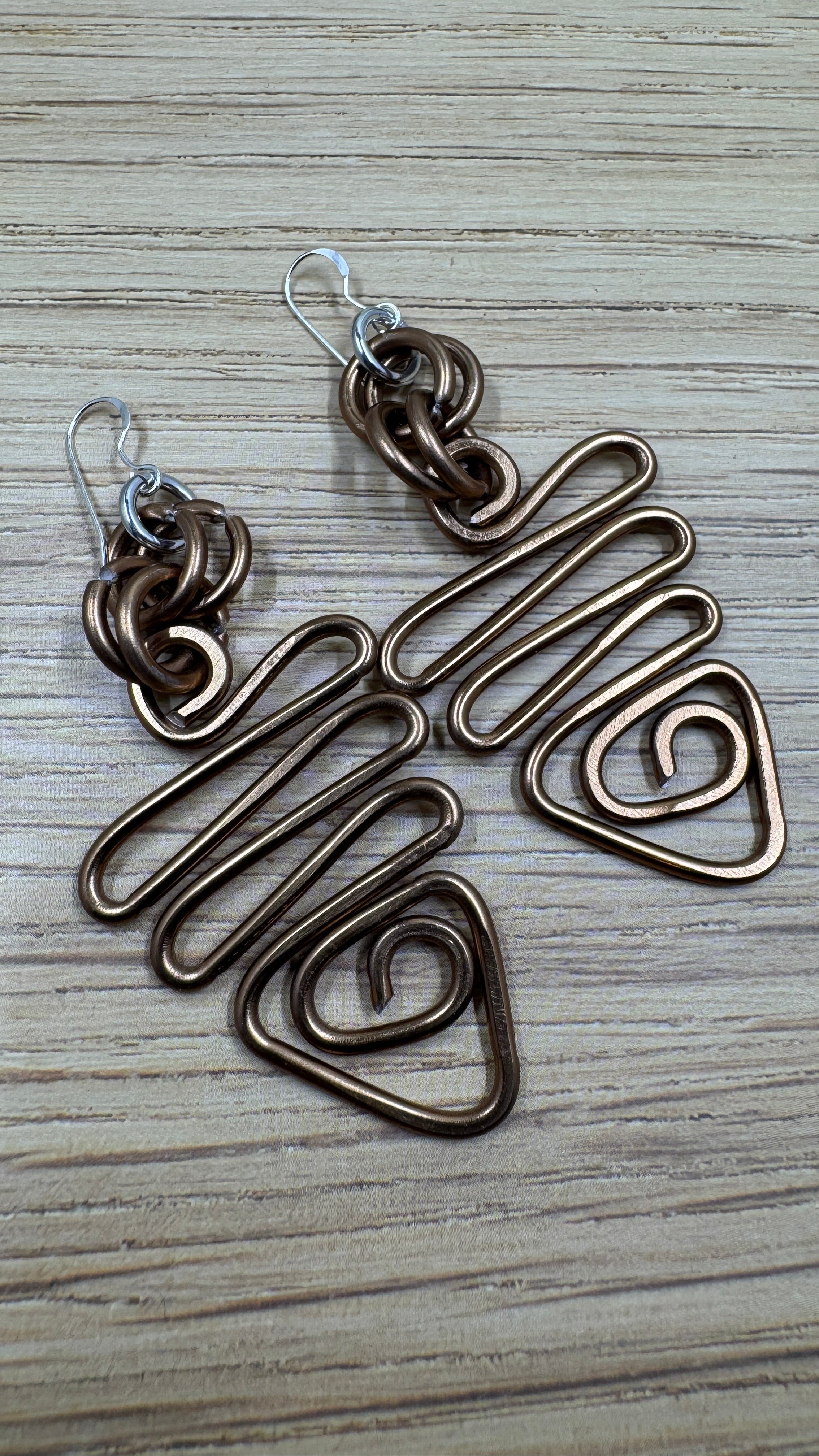 Copper Colored Aluminum Wire Earrings with sterling silver ear wire