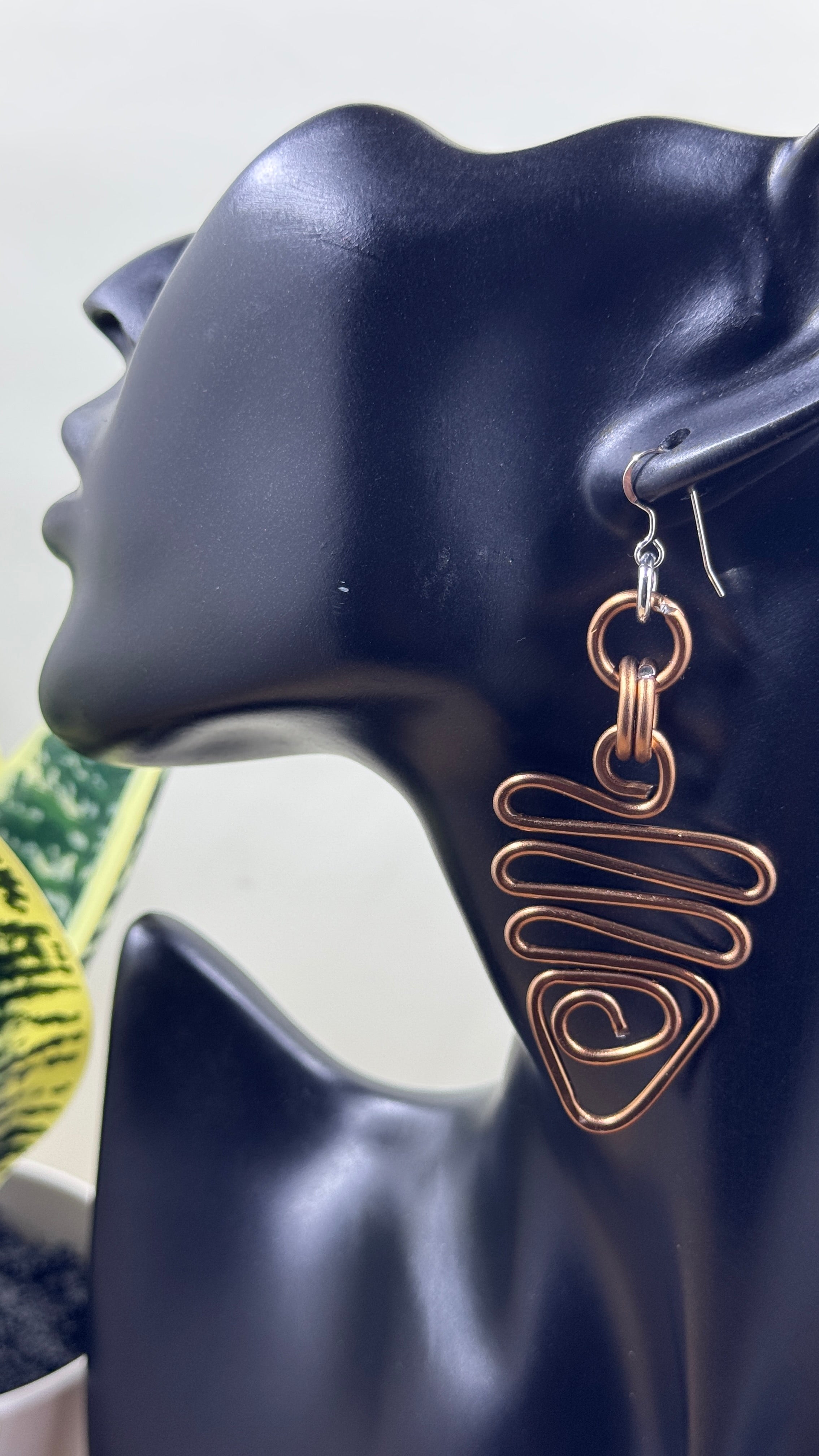 Copper Colored Aluminum Wire Earrings with sterling silver ear wire