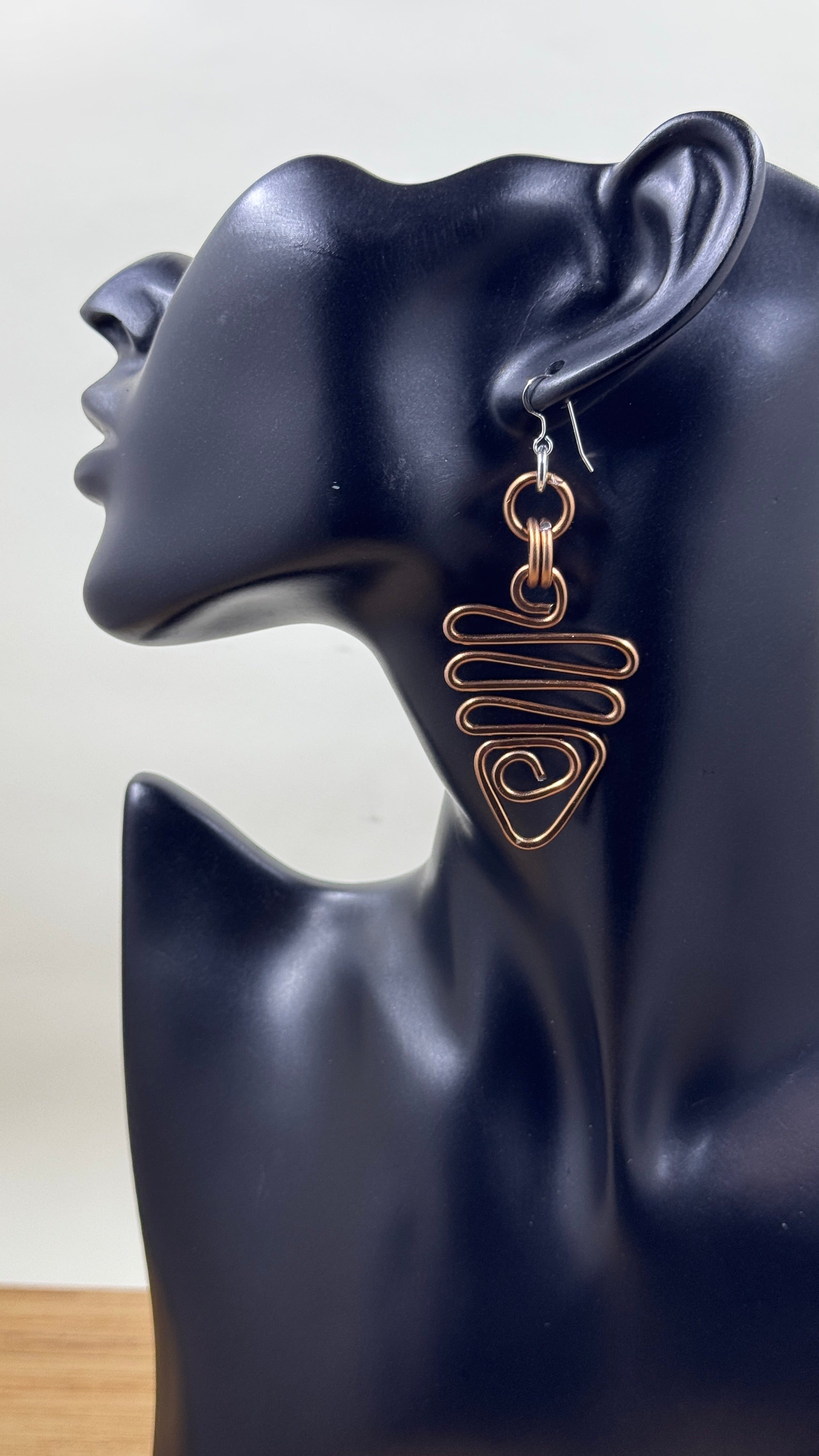 Copper Colored Aluminum Wire Earrings with sterling silver ear wire