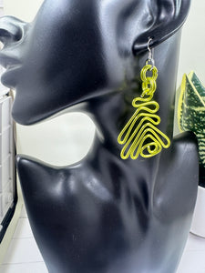 Tribal Light Green Aluminum Wire Earrings with Sterling Silver Ear Wire