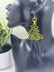 Tribal Light Green Aluminum Wire Earrings with Sterling Silver Ear Wire
