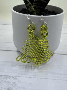 Tribal Light Green Aluminum Wire Earrings with Sterling Silver Ear Wire