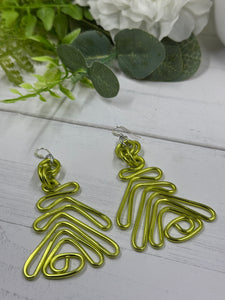 Tribal Light Green Aluminum Wire Earrings with Sterling Silver Ear Wire
