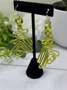 Tribal Light Green Aluminum Wire Earrings with Sterling Silver Ear Wire