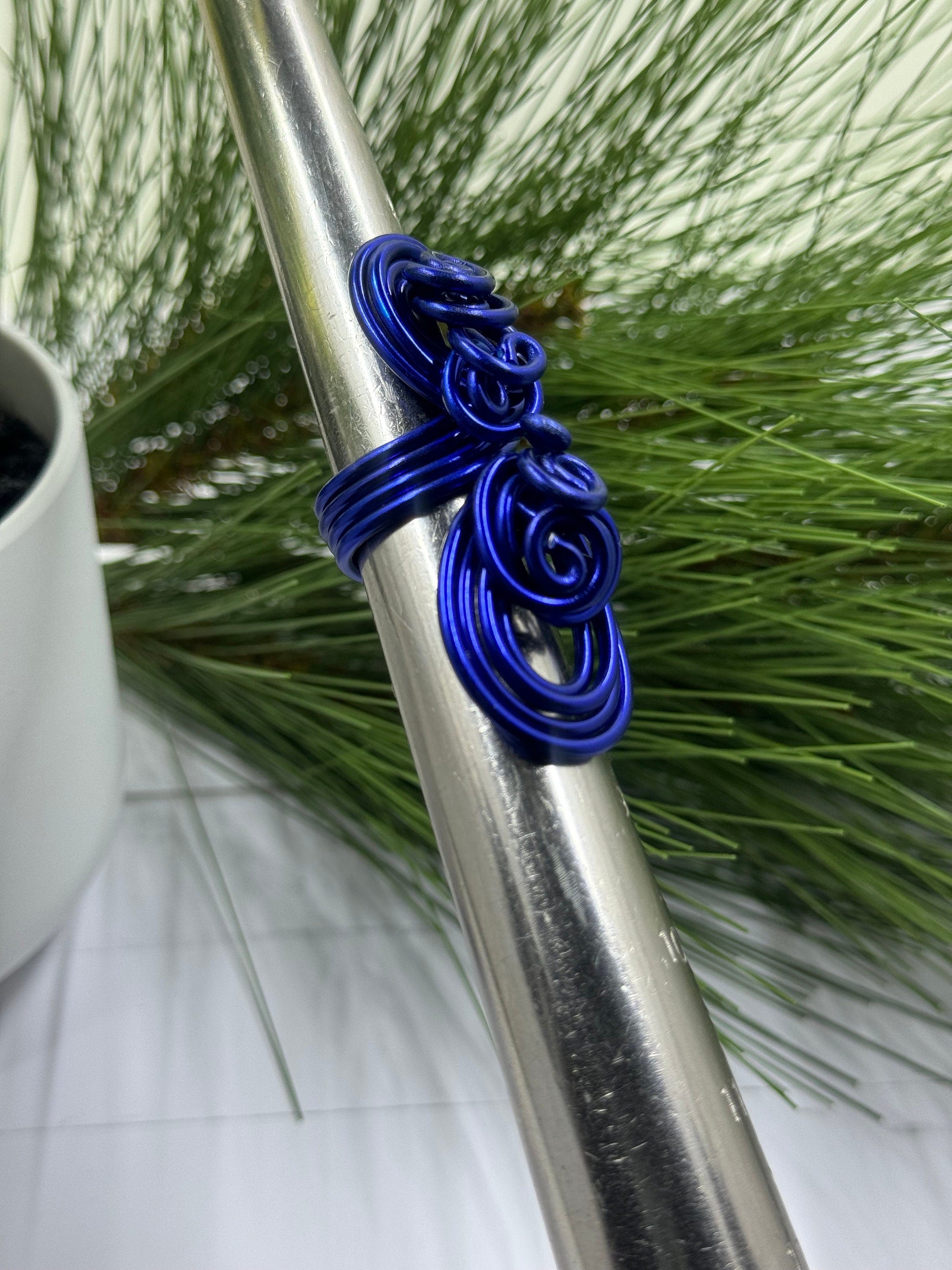 Big Blue Statement Cocktail Ring, Aluminum Wire Wrapped Ring, Handmade Custom and Made to Order