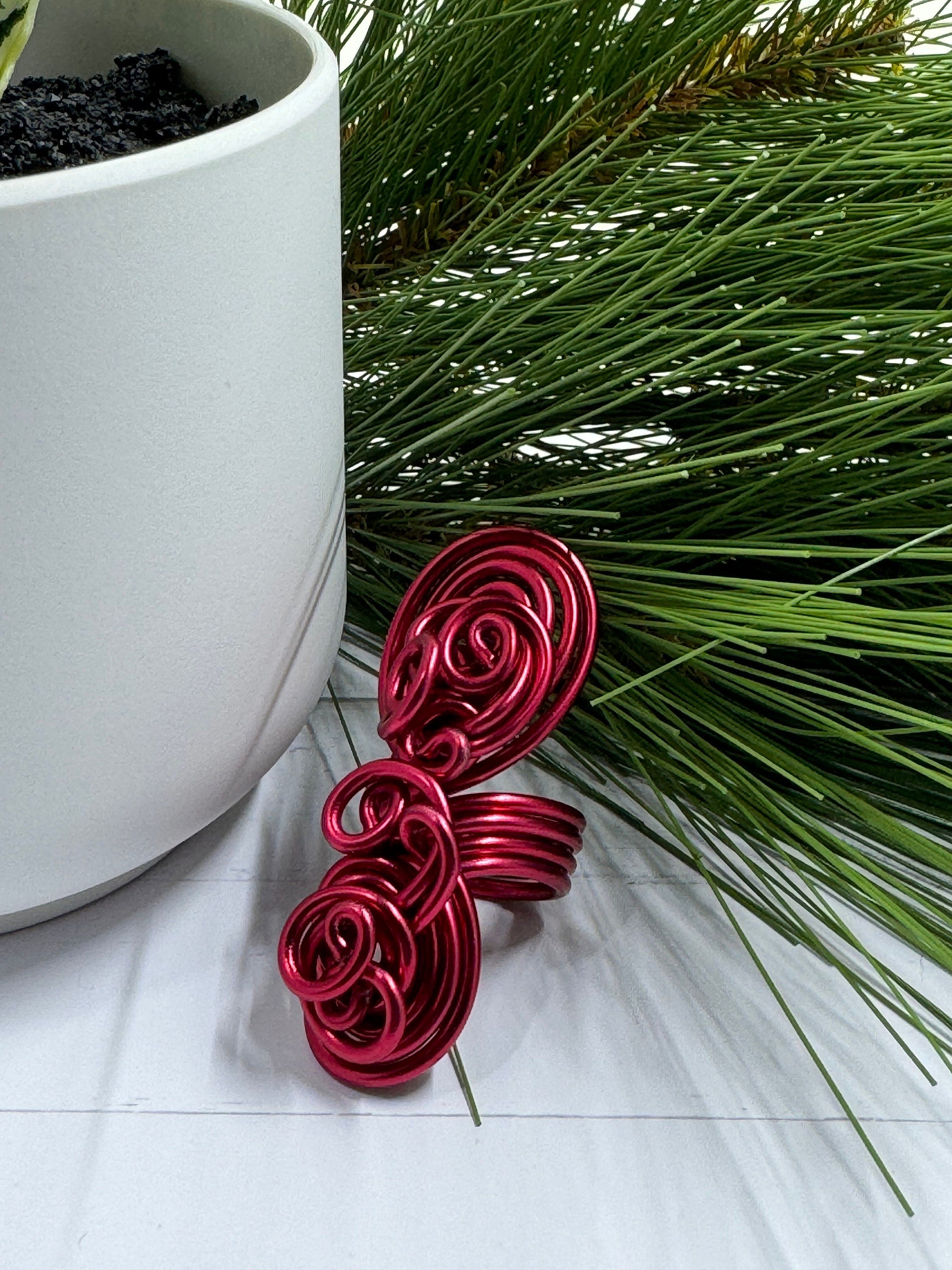 Red Statement Cocktail Ring, Aluminum Wire Wrapped Ring, Handmade Custom and Made to Order