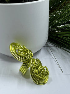 Light Green Statement Cocktail Ring, Aluminum Wire Wrapped Ring, Handmade Custom and Made to Order