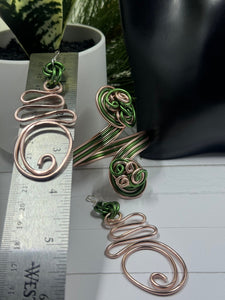 Abstract Pink and Green AKA Wire Earrings with sterling silver ear wire