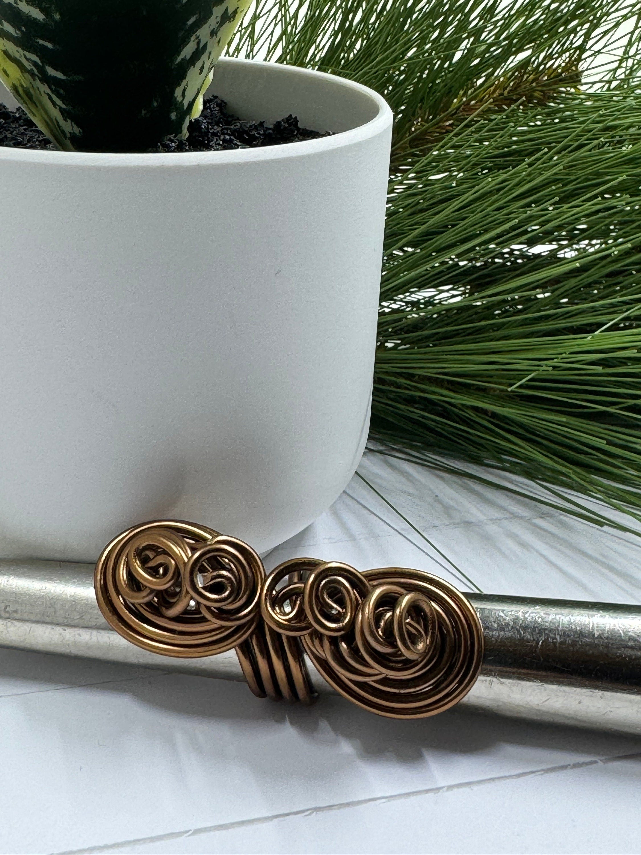 Copper Colored Statement Cocktail Ring, Aluminum Wire Wrapped Ring, Handmade Custom and Made to Order