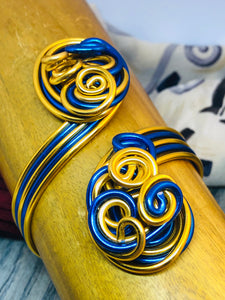 Gold and Blue Cuff Bracelets