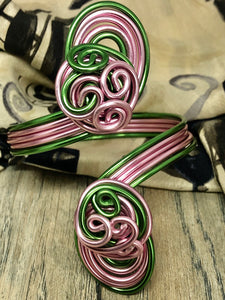 AKA Pink and Green Aluminum Cuff Bracelet