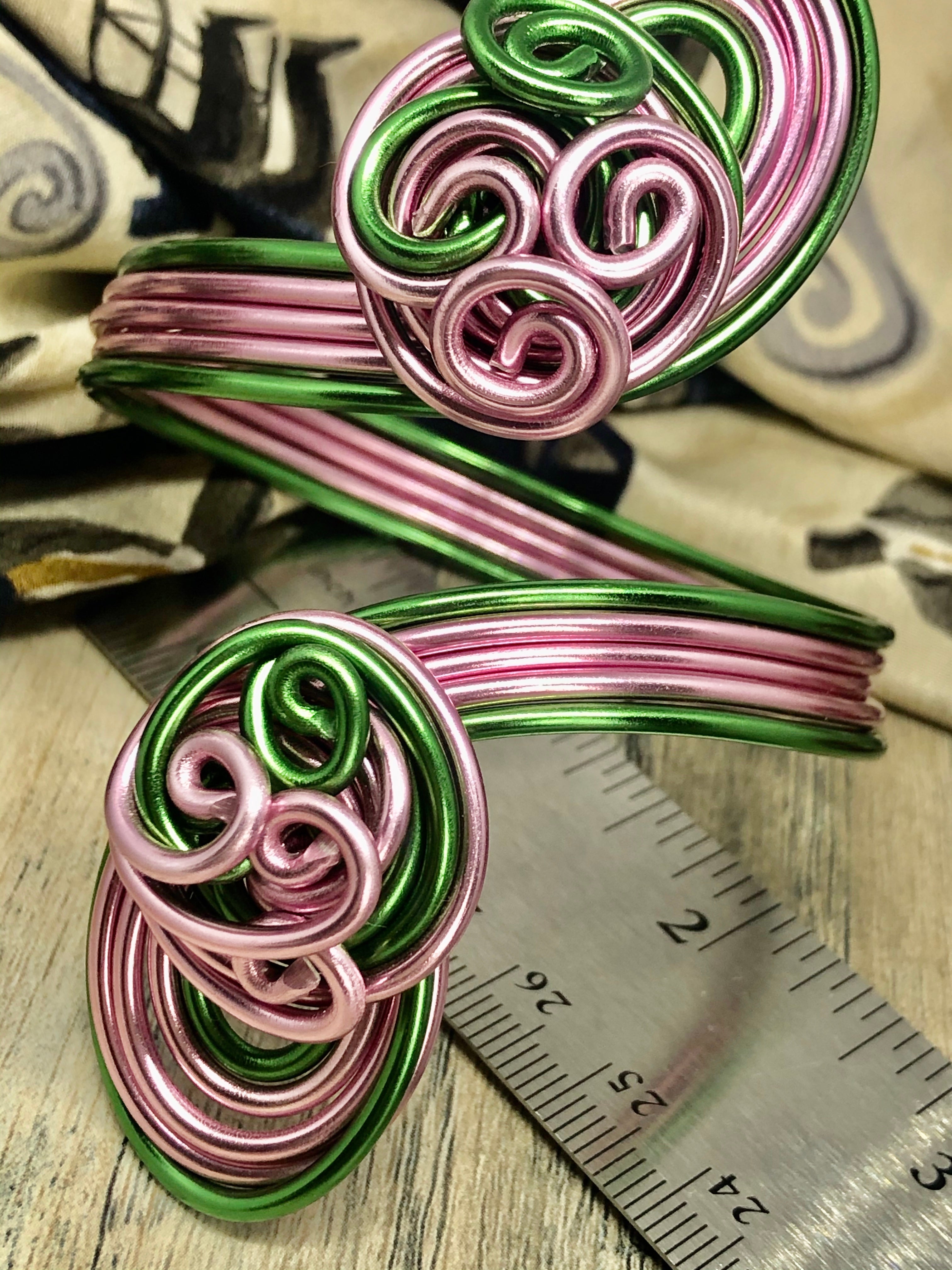 AKA Pink and Green Aluminum Cuff Bracelet