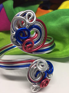 4 of July Cuff Bracelet in Red Silver and Blue