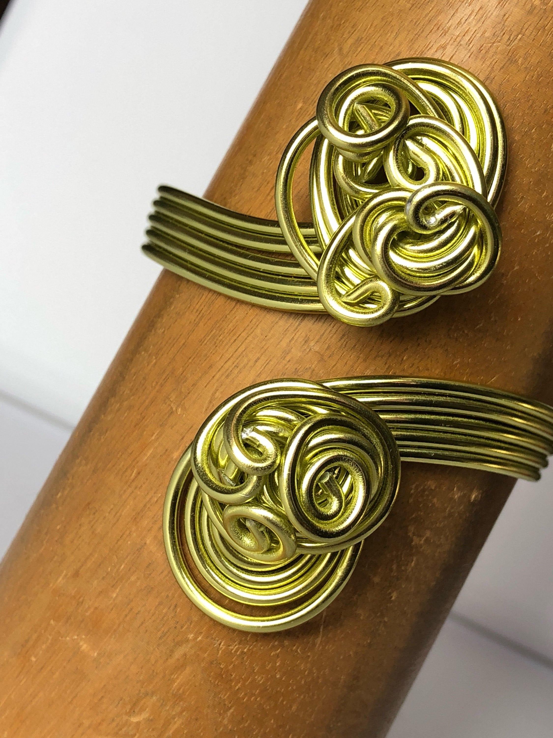 Lime green swirl Wire Wrapped Cuff Bracelet