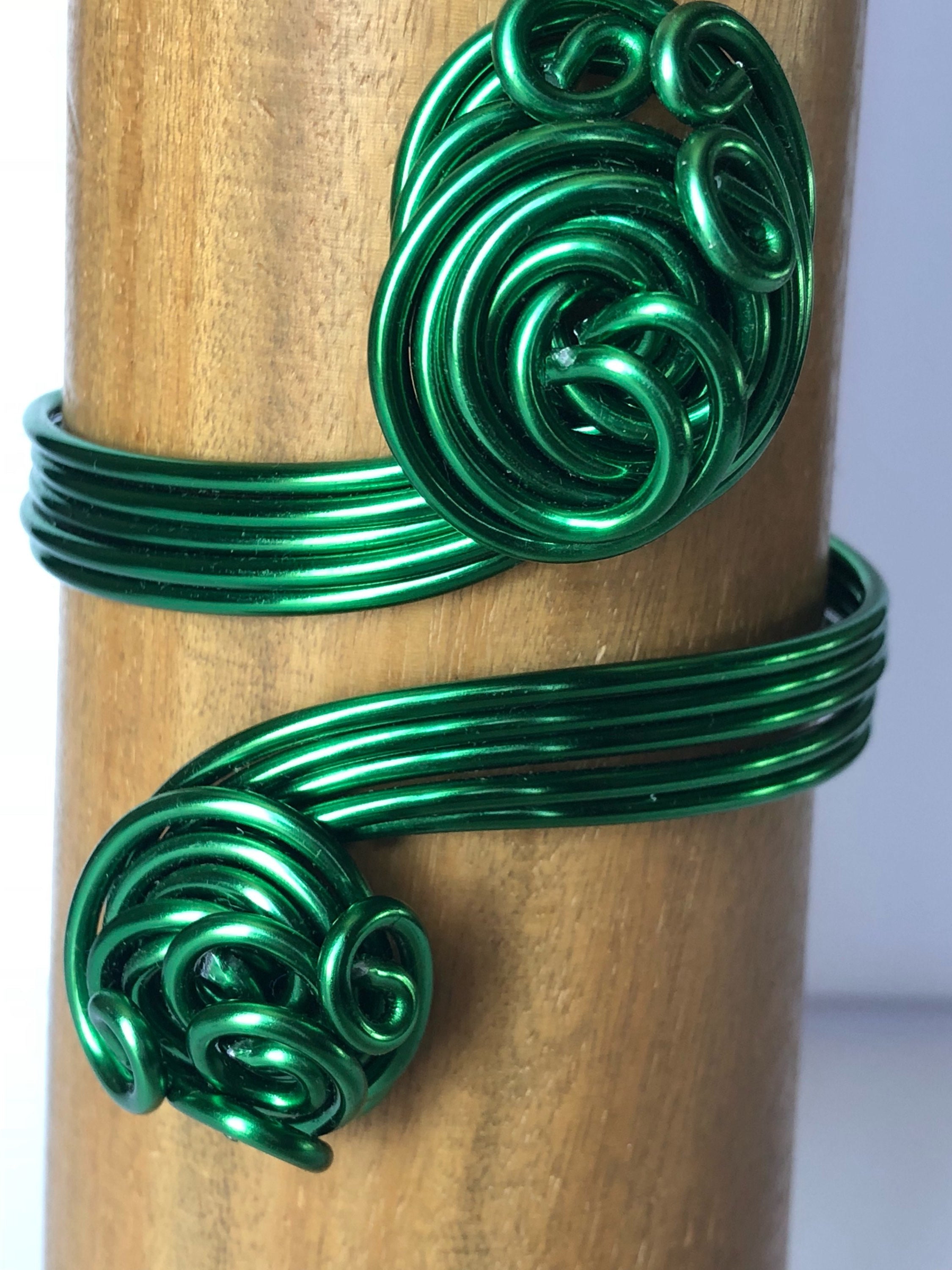Green Malachite, Zircon & Chrysoprase Gemstone Cuff Bracelet by Ziio.  Accented with Black Spinel, White Water Pearls & Murano Glass Beads. Made  in Italy.