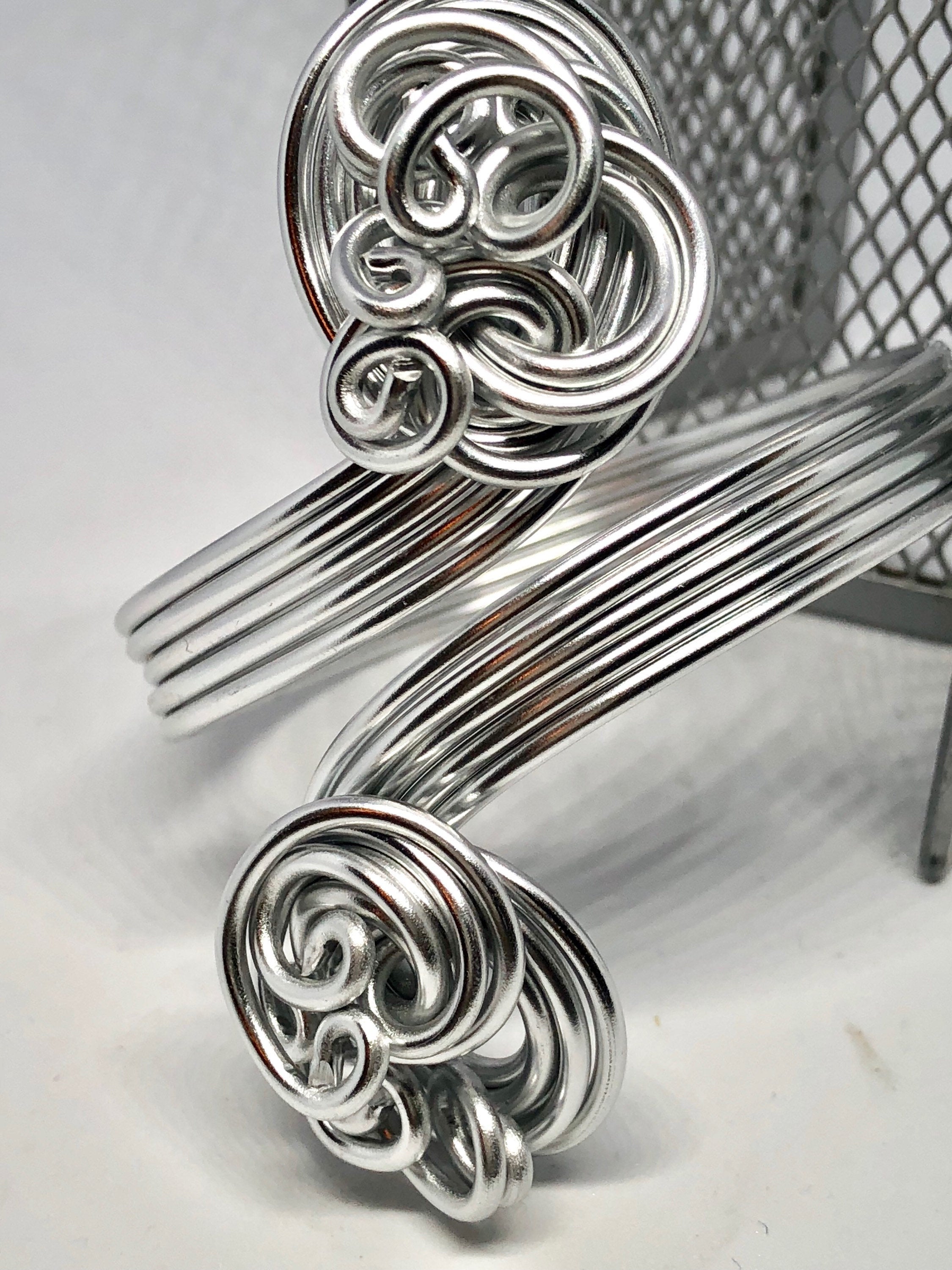 Silver Aluminum Wire Wrapped Cuff Bracelet