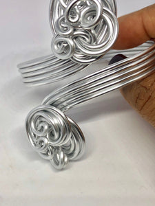 Silver Aluminum Wire Wrapped Cuff Bracelet