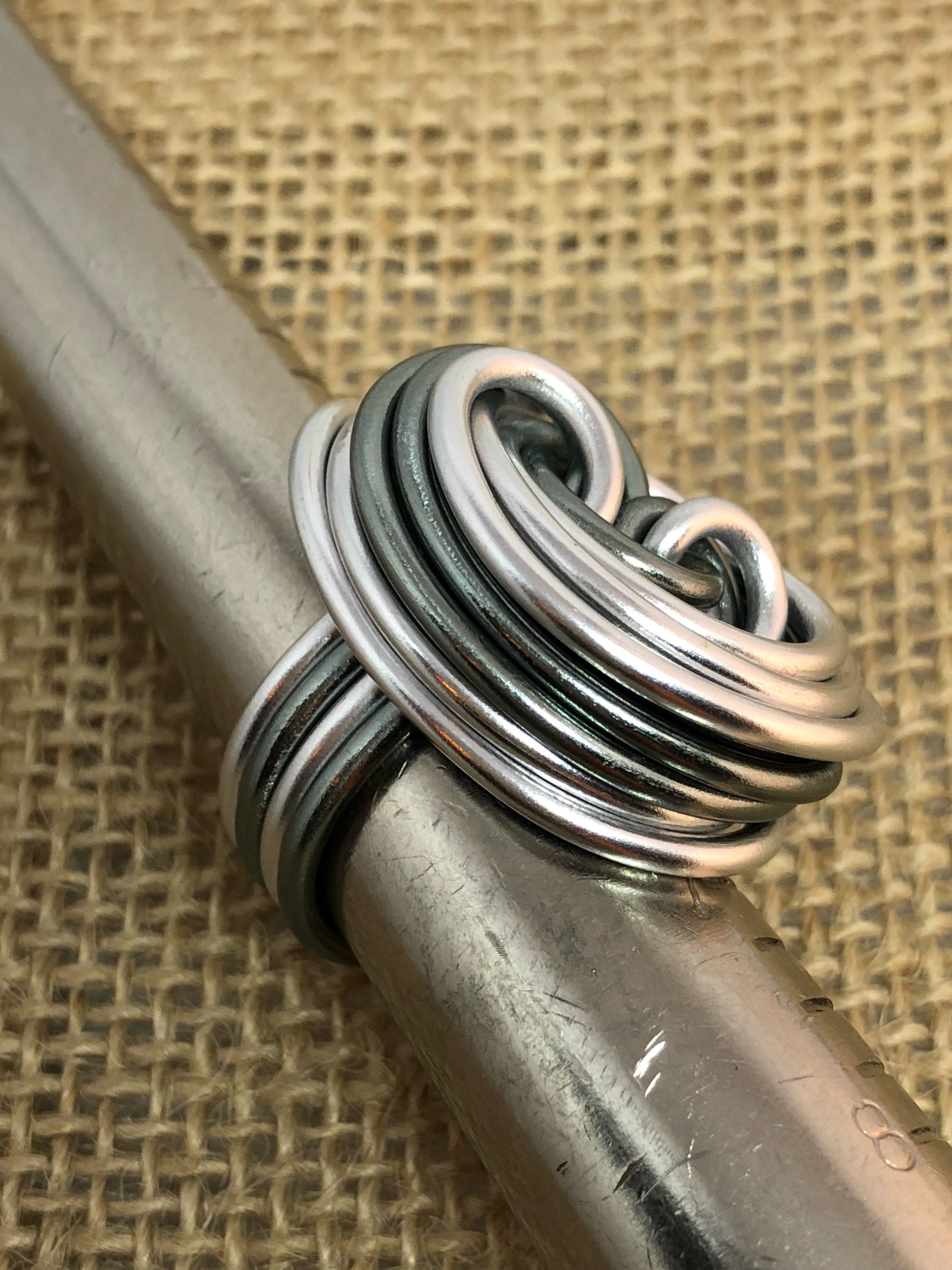 Aluminum Statement Swirl Ring in Silver and Grey