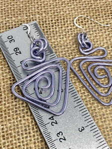 Geometric Aluminum Wire Earrings, Triangle Light Purple