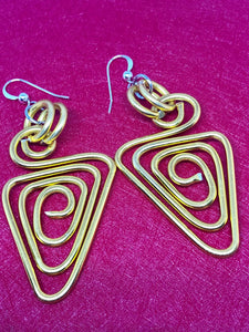 Gold Triangle Aluminum Wire Earrings with sterling silver ear wire