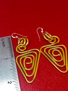 Gold Triangle Aluminum Wire Earrings with sterling silver ear wire
