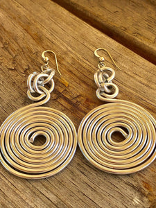 Silver Round Disk Aluminum Wire Earrings with sterling silver ear wire