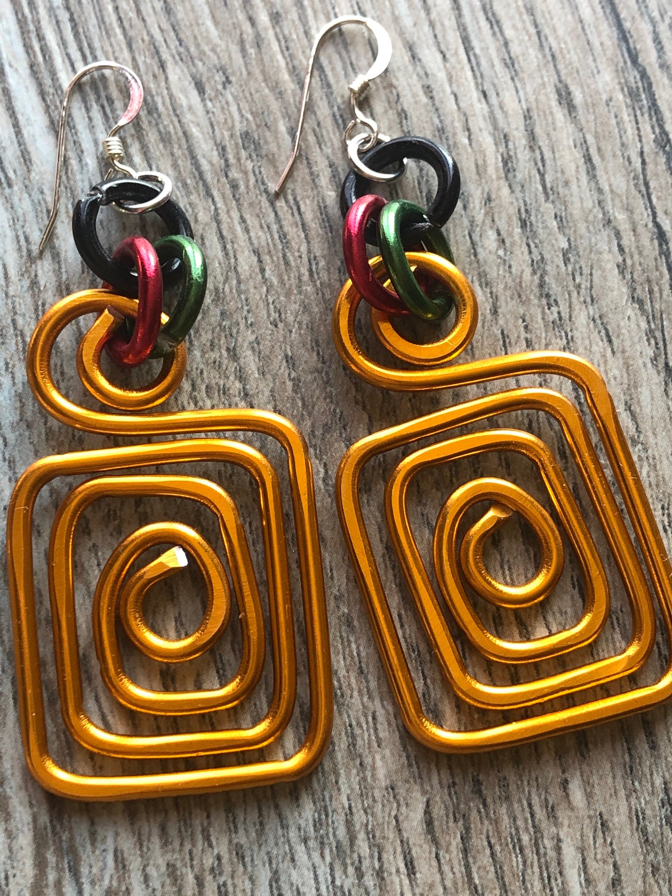 Gold Earrings, Black Panther Inspired Earrings, Square Afrocentric Earrings