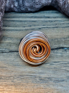 Swirl Ring in Silver and Copper, Aluminum Wire Ring, Custom Statement Ring