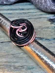 Swirl Ring in Pink and Black, Aluminum Wire Statement Ring