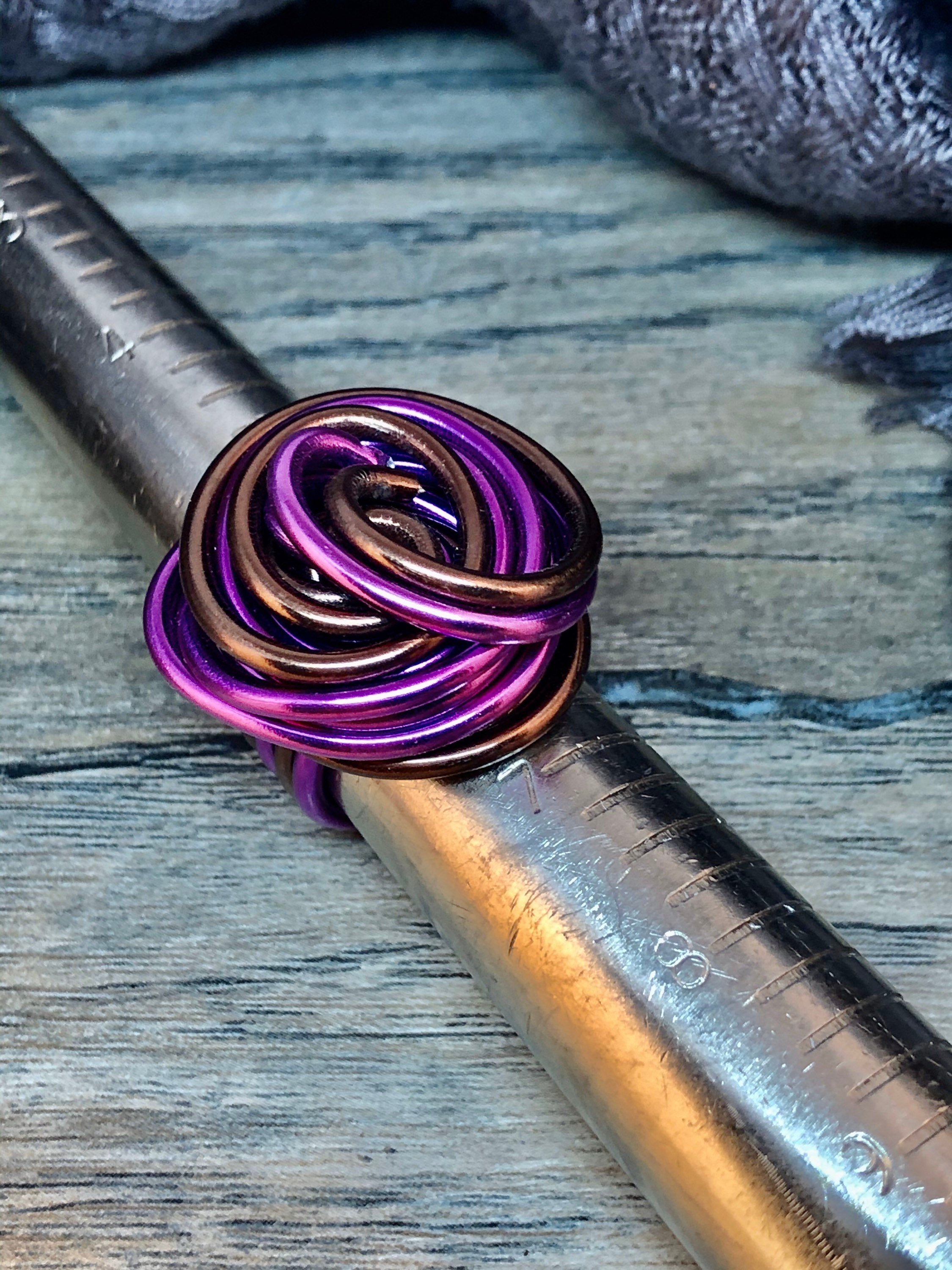 Swirl Ring in Brown and Purple Aluminum Wire Ring, Custom Ring