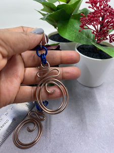 Copper color and Blue Aluminum Wire Abstract Earrings